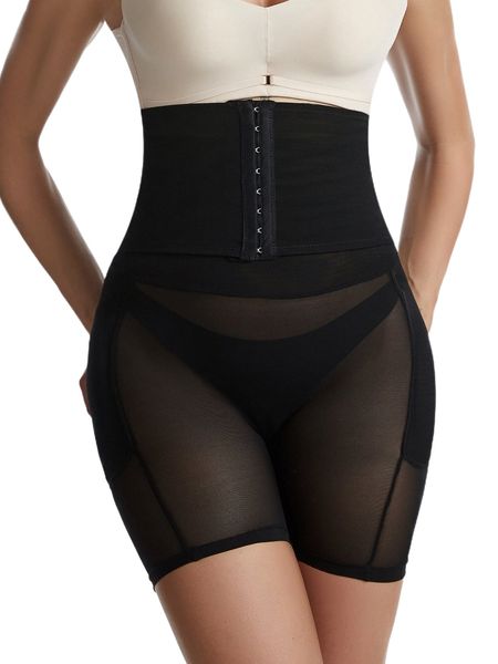 

contrast mesh hook and eye shapewear bottom b6os#, Black;red