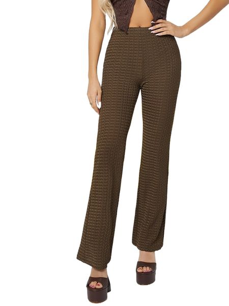 

textured high waist straight leg pants c2np#, Black;white