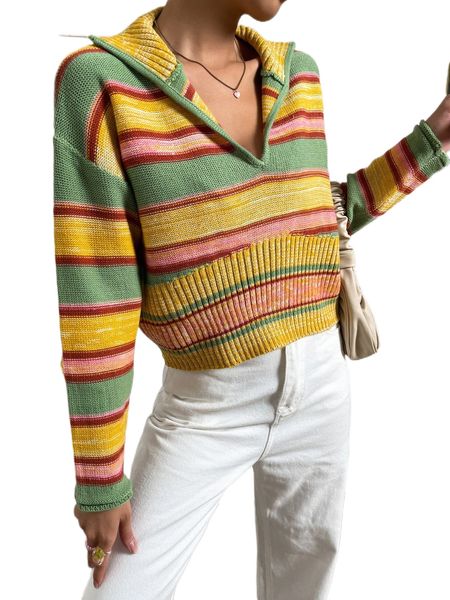 

colorblock drop shoulder sweater u34j#, White;black