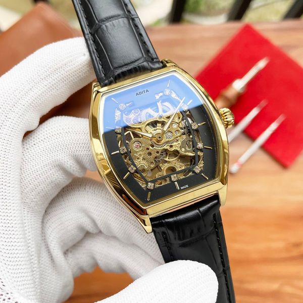 

adita watch for men and women automatic mechanical movement stainless steel 18k gold imported swiss origin quartz couple diving watch rx0006, Slivery;brown