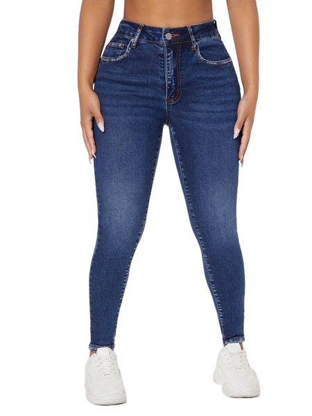 

petite slant pocket skinny jeans j8w3#, Blue