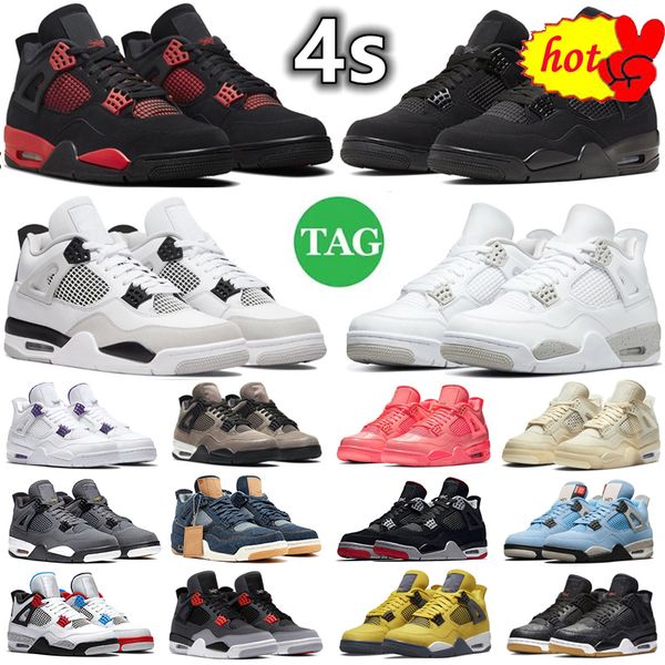 

4 4s men women basketball shoes sneaker military black cat red thunder white oreo unc blue sail metallic lightning bred grey infrared mens