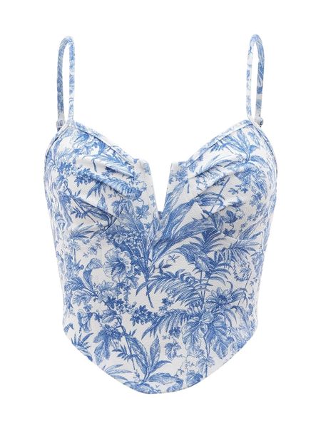 

mod floral print v-bar cami 379u#, White