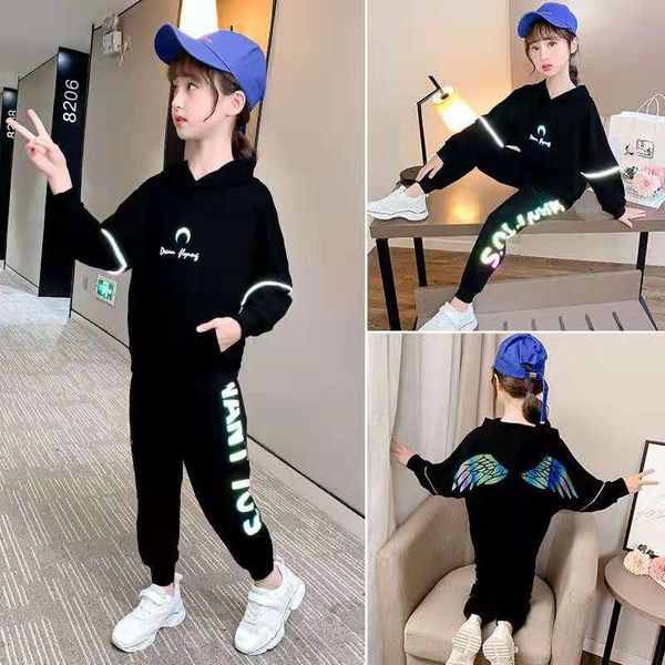 

clothing sets children's suit girls' autumn clothes cartoon t-shirt overalls+pants luminous for 2-15 yrs boys and girls, White