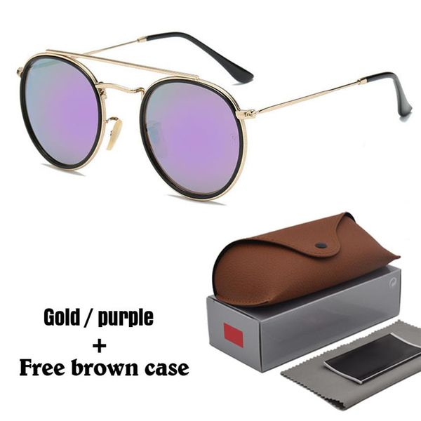 

classic sunglasses for women metal frame double bridge sun glasses steampunk goggle 11 colors with brown cases and box209h, White;black