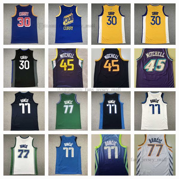 

retro mitchell and ness basketball jerseys stephen 30 curry 34 giannis 45 donovan 77 luka doncic antetokounmpo mitchell jersey, Black;red