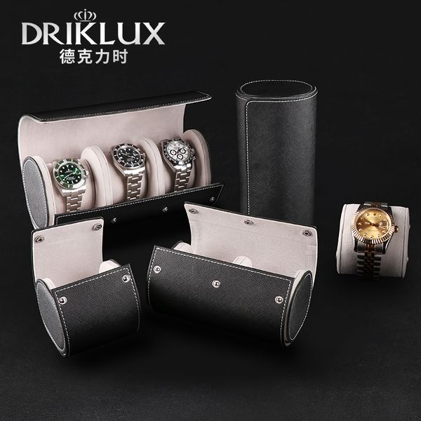 Driklux Luxury Leather Watch Roll Storage Travel Case Gream 220429
