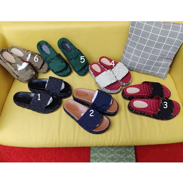 

luxury thick-soled linen slippers women sandals fashion beach slippers, Black