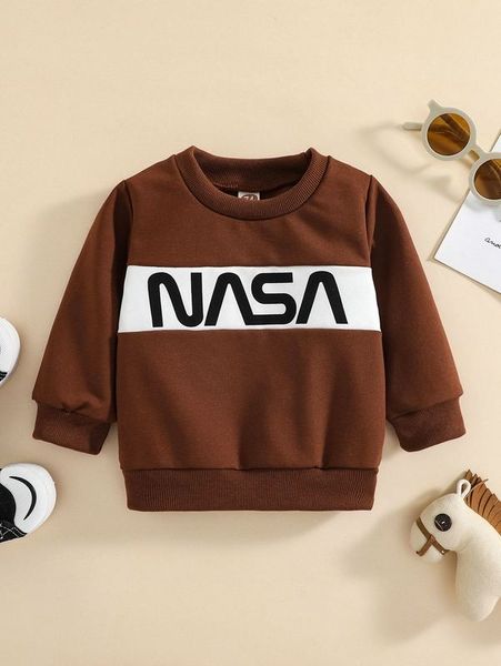

baby contrast panel letter graphic pullover she, Black