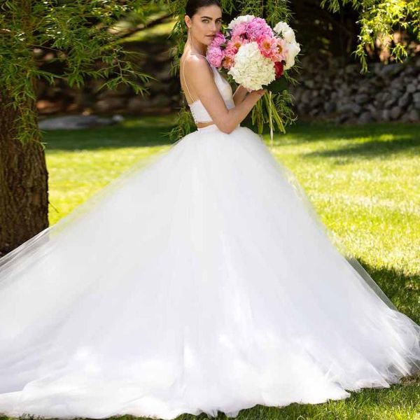 Gonne Giardino Bianco puro Molto lussuoso Tulle da sposa Fatto a mano Puffy Lunghezza pavimento Tutu Abiti da ballo Formali Donna Cerniera Gonne