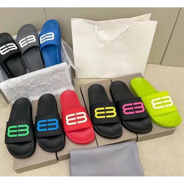 

slippers style b paris slippers letter luminous, casual and versatile lovers' one word beach shoes for men women de5o, Black