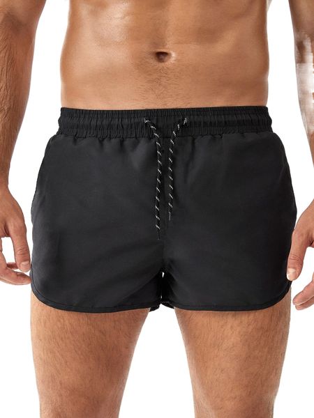 

men drawstring waist swim trunks 24bx#, White;black
