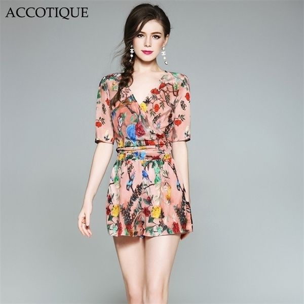 

summer women s flower printed playsuits female v neck patchwork fashion skim short jumpsuits t200704, Black;white