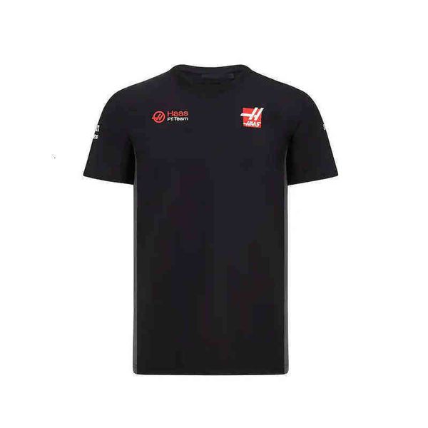 

summer selling short-sleeved f1 formula one haas team around racing fans custom round neck t-shirt overalls, White;black