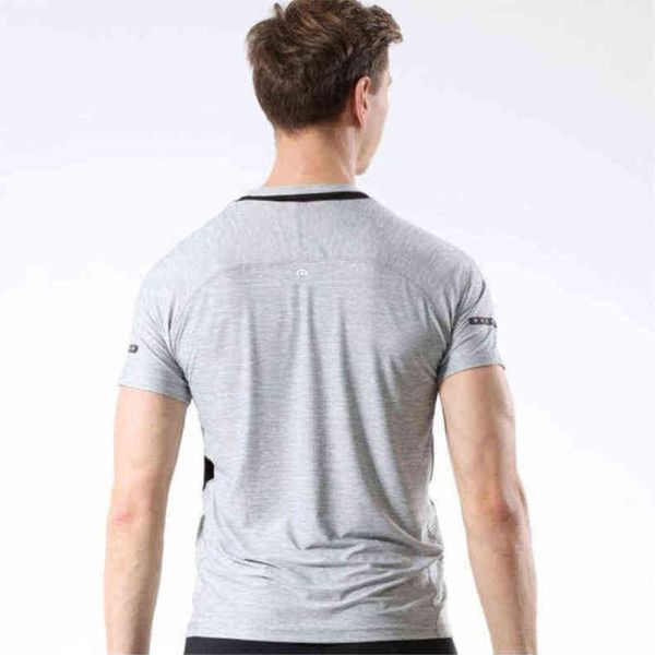 

men's lulu sports t shirts brand short sleeve breathable sweat wicking elastic fitness running football training quick drying t-shirt, White;black