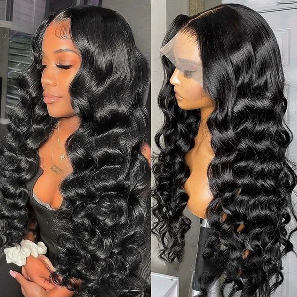 

pre plucked hd swiss human hair lace front wig loose wave 360 full natural wigs vendor frontal 13x4 for black women 150%density, Black;brown