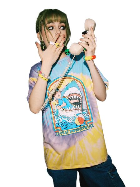 

romwe x stevenrhodes street life figure tie dye tee z3vv#, White