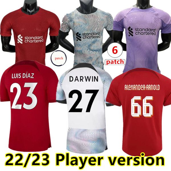 

player version 22 23 soccer jerseys season home away mohamed firmino diogo a.becker luis diaz football shirts uniforms minamino alexander ar, Black;yellow