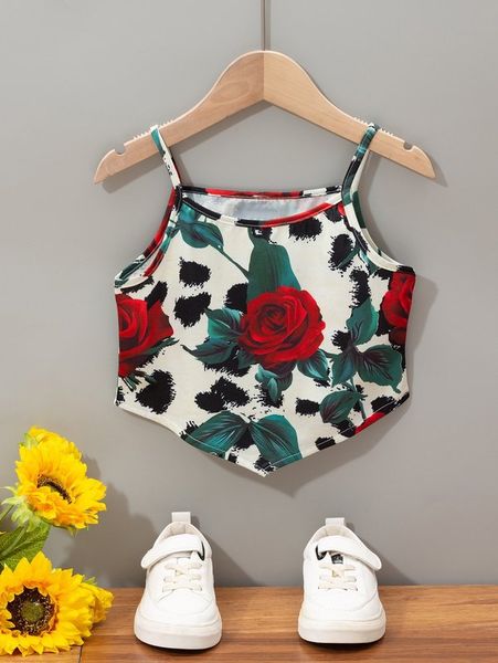 

toddler girls floral print bandana hem cami she, Blue