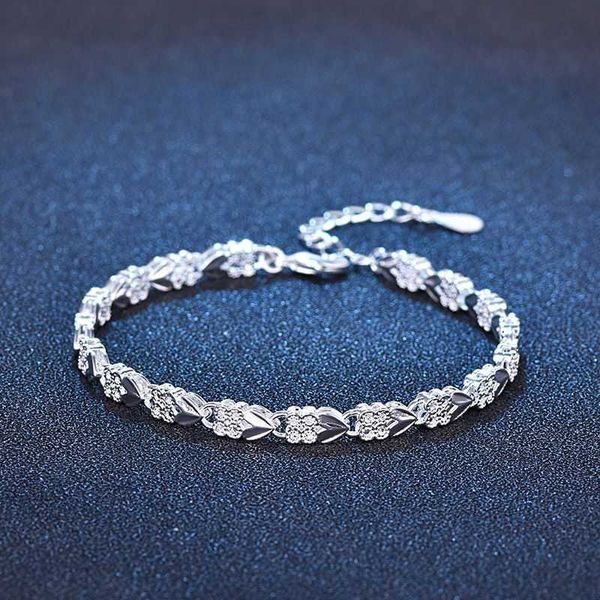 

heart bracelets 925 sterling silver fine chain cuff for women men adjustable fashion popular party jewelry gifts, White