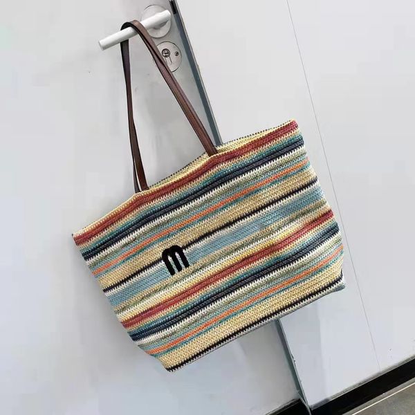 

women luxury handbags designer beach bag fashion straw shoulder large tote large capacity shopping bags travel totes lady embroidery handbag