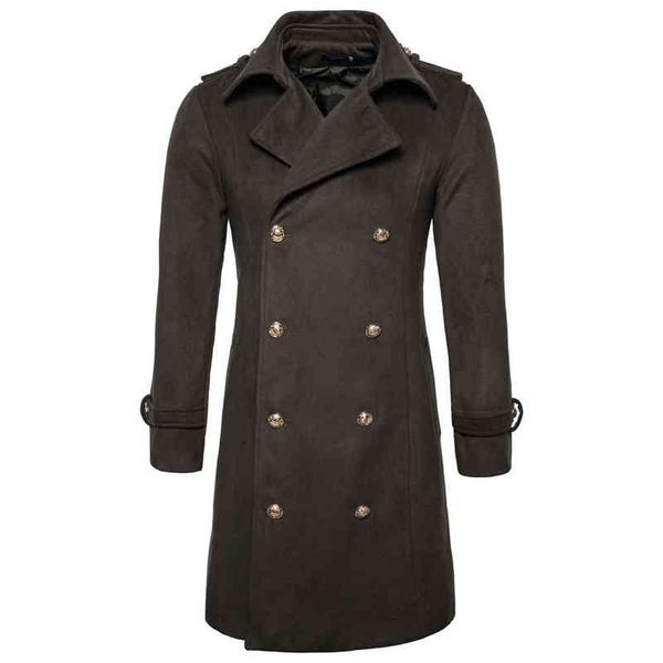 

long design men coats and jackets s-2xl oversized tall and big men green woolen coat germany army navy pea coat 87269e t220810, Black