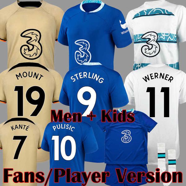 

22 23 sterling cfc player version soccer jersey fans special champions pulisic mount pre match havertz ziyech chilwell 2023 football shirt, Black;yellow