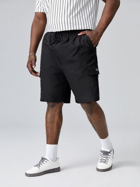 

extended sizes men patched detail flap pocket shorts b9om#, White;black