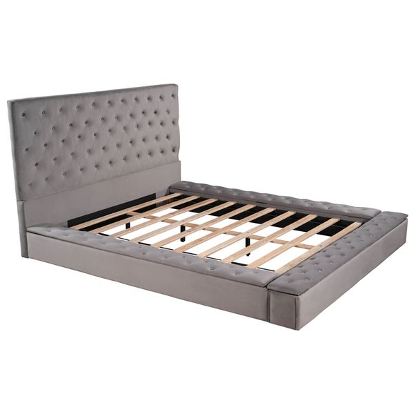 

bedroom furniture full size upholstery low profile storage platform bed with storage space on both sides and footboard