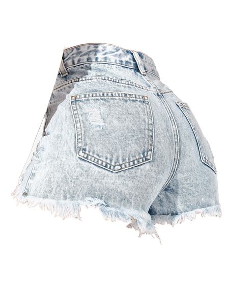 

zipper fly ripped raw hem denim shorts j1hw#, White;black