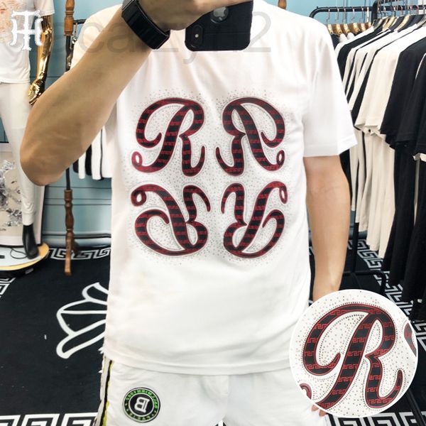 

men's t-shirts designer special t-shirt co branded street fashion brand diamond mercerized cotton european short sleeve men 1skj, White;black