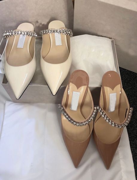 Роскошные летние бренды Bing Sandals Sundals Shoes Crystal-ремешок Женщины MULES TARKPER LADY SEXY OZELED TOE Party Свадьба Сексуальные высокие каблуки EU35-43