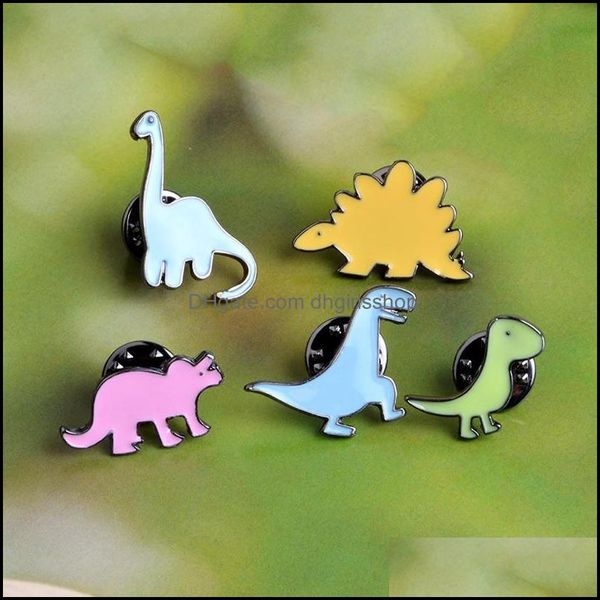 

pins brooches jewelry student cartoon dinosaur series brooch drop oil cute animal schoolbag cor badge alloy enamel lapel pin for dhfbi, Gray
