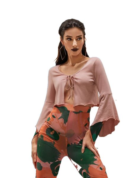 

x ren by lau solid tie front crop u7ct#, White