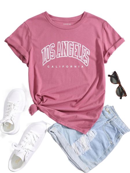 

letter print round neck tee o5xb#, White