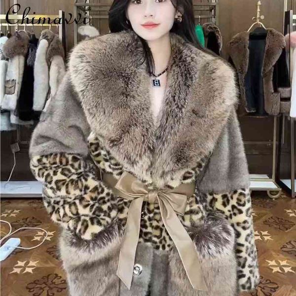 

high-end long-sleeved fur coat women fashion toka double face wool leather warm mid-length casual elegant fur jacket 2022 new t220810, Black