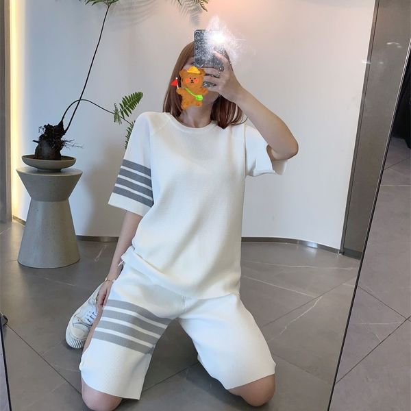

71% off 2022 new trendy men's clothing tb suit spring summer four bar sweater men's and women's round neck pullover short sle, White
