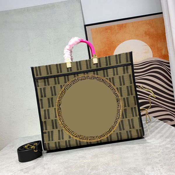 

tote shopping bag sunshine handbag diamonds pink handle detachable leather strap fashion letters retro crossbody bags women large capacity p