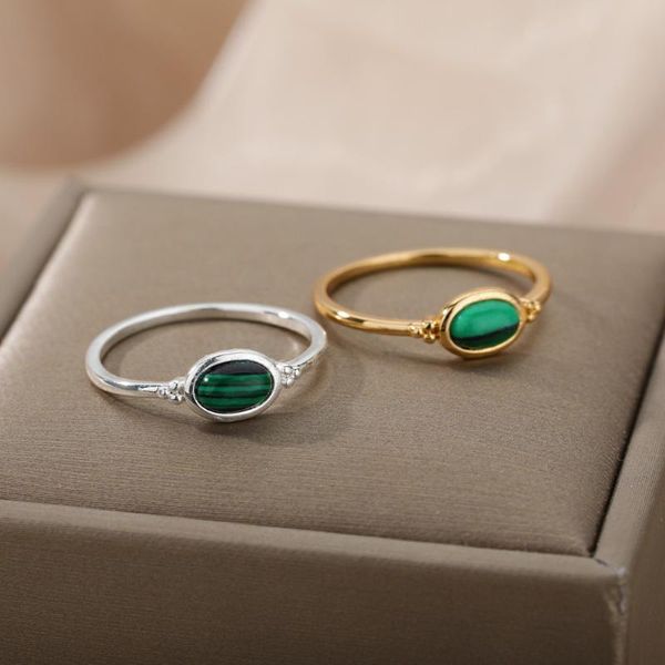 Anéis de casamento Turquesa verde para mulheres anel de noivado de festa de pedra natural Vintage Bague da Bague do Dia dos Namorados do Dia dos Namorados Wedding