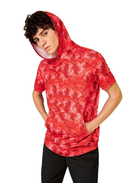 

x take flight men graphic print kangaroo pocket hooded tee e3oi#, White;black