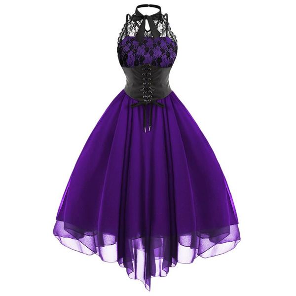 

plus size dresses gothic lolita vintage women dress retro sleeveless hollow out lace-up corset black goth punk steampunk victorian