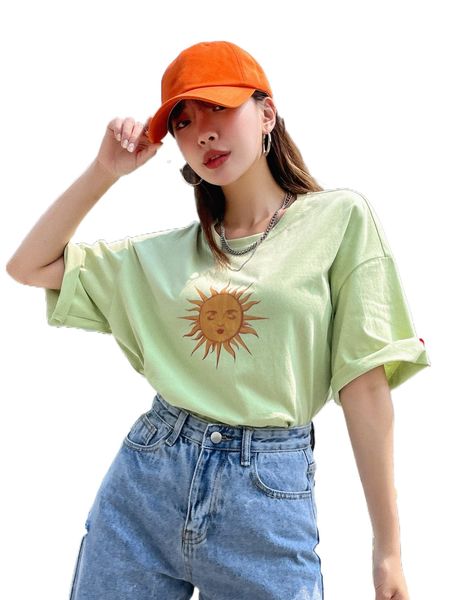 

dazy graphic drop shoulder t-shirt v1g2#, White