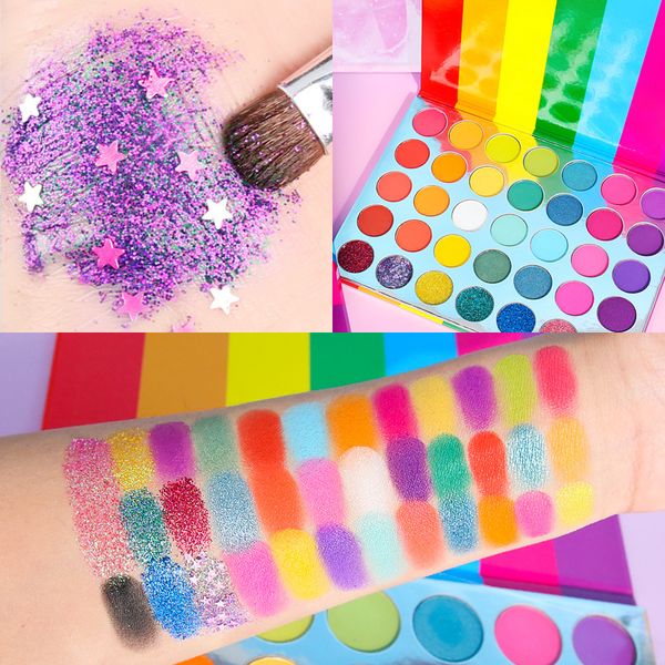 

35-color eyeshadow palette rainbow striped glitter matte blend eyeshadow makeup fine glitter pearlescent waterproof mild
