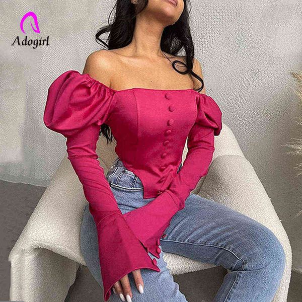 

women's solid wild women t shirt long sleeve u neck button up crop irreg t220823, White