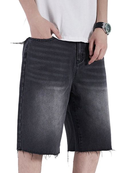 

men raw hem washed denim shorts x4gm#, White;black