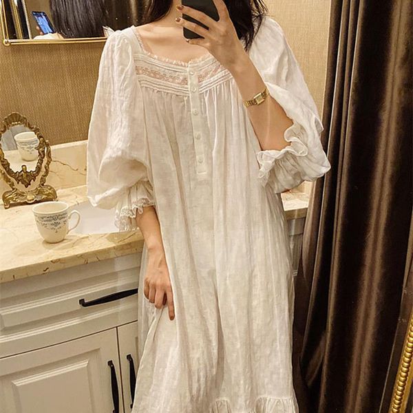 

nightgown women summer autumn sleepwear dress white cotton womens night, Black;red