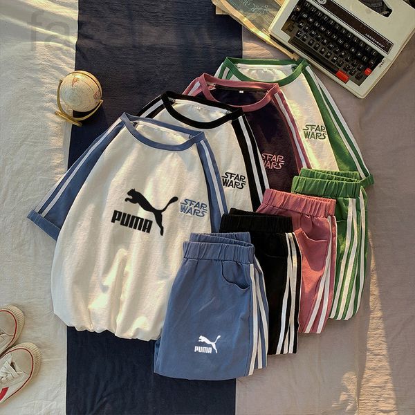 

two piece dress designer [65 / 35 fish scale cloth]summer large loose shorts short sleeved women's t-shirt casual sports suit hvz52022, White