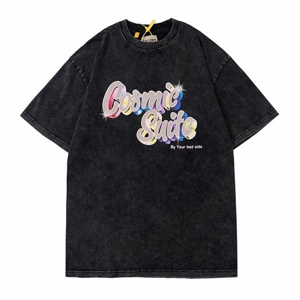 

designer mens hip t-shirts gallerydept hop high street fashion brand gd used wash loose round neck print short sleeve tshirt men ymci lil, White;black