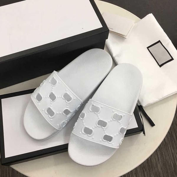 

men women rubber slipper designer sandals black white summer hollow out beach flat slides fashion girl print flip flops indoor slipper