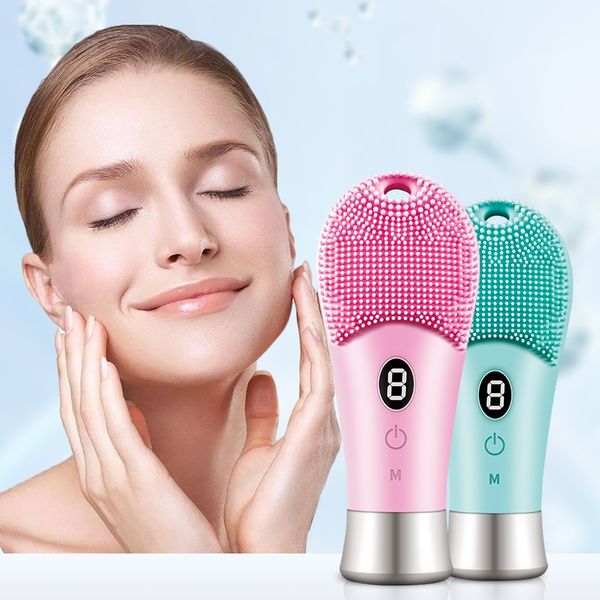 Spazzola per la pulizia del viso in silicone Dispositivo per la pulizia del viso elettrico Massaggiatore Vibrazione Spazzole per la pulizia dei pori profondi